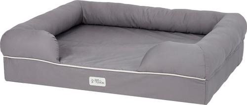Show full view: PetFusion Ultimate Lounge Memory Foam Bolster Cat & Dog Bed with Removable Cover, Gray, Jumbo slide 4 of 13