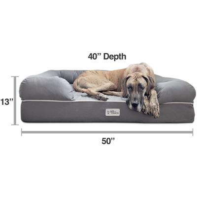 Show full view: PetFusion Ultimate Lounge Memory Foam Bolster Cat & Dog Bed with Removable Cover, Gray, Jumbo slide 5 of 13