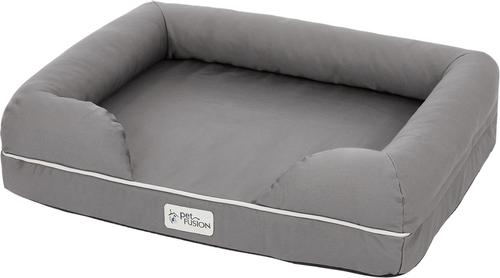 Show full view: PetFusion Ultimate Lounge Memory Foam Bolster Cat & Dog Bed with Removable Cover, Gray, Small slide 3 of 11