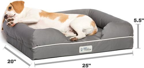 Show full view: PetFusion Ultimate Lounge Memory Foam Bolster Cat & Dog Bed with Removable Cover, Gray, Small slide 8 of 11