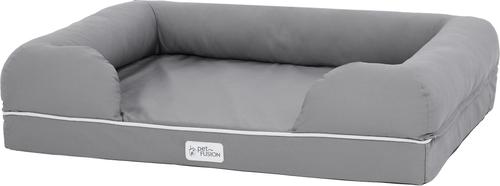 Show full view: PetFusion Ultimate Lounge Memory Foam Bolster Cat & Dog Bed with Removable Cover, Gray, X-Large slide 3 of 11