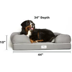 PetFusion Ultimate Lounge Memory Foam Bolster Cat & Dog Bed with Removable Cover, Gray, X-Large