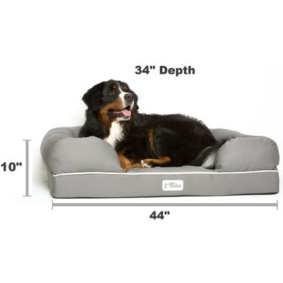 Show full view: PetFusion Ultimate Lounge Memory Foam Bolster Cat & Dog Bed with Removable Cover, Gray, X-Large slide 8 of 11