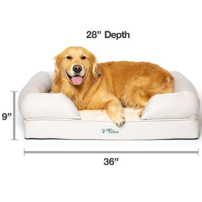 Show full view: PetFusion Ultimate Lounge Memory Foam Bolster Cat & Dog Bed with Removable Cover, Sandstone, Large slide 2 of 9