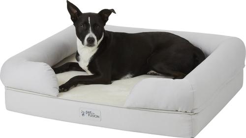Show full view: PetFusion Ultimate Lounge Memory Foam Bolster Cat & Dog Bed with Removable Cover, Sandstone, Large slide 4 of 9