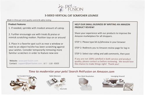 Show full view: PetFusion Vertical Cat Scratcher Toy with Catnip, Warm Gray, Large slide 5 of 11