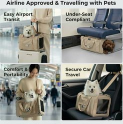 PETiCO NOA 3003 Airline Approved Sturdy & Machine Washable Bag Dog & Cat Carrier with Magnetic Snaps, Khaki, Medium slide 2 of 9