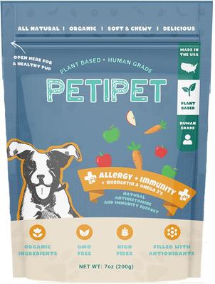 Show full view: PETIPET Allergy + Immunity with Quercetin & Omega 3 Apple & Carrot Flavored Soft Chew Allergy Supplement for Dogs, 7-oz bag slide 1 of 9