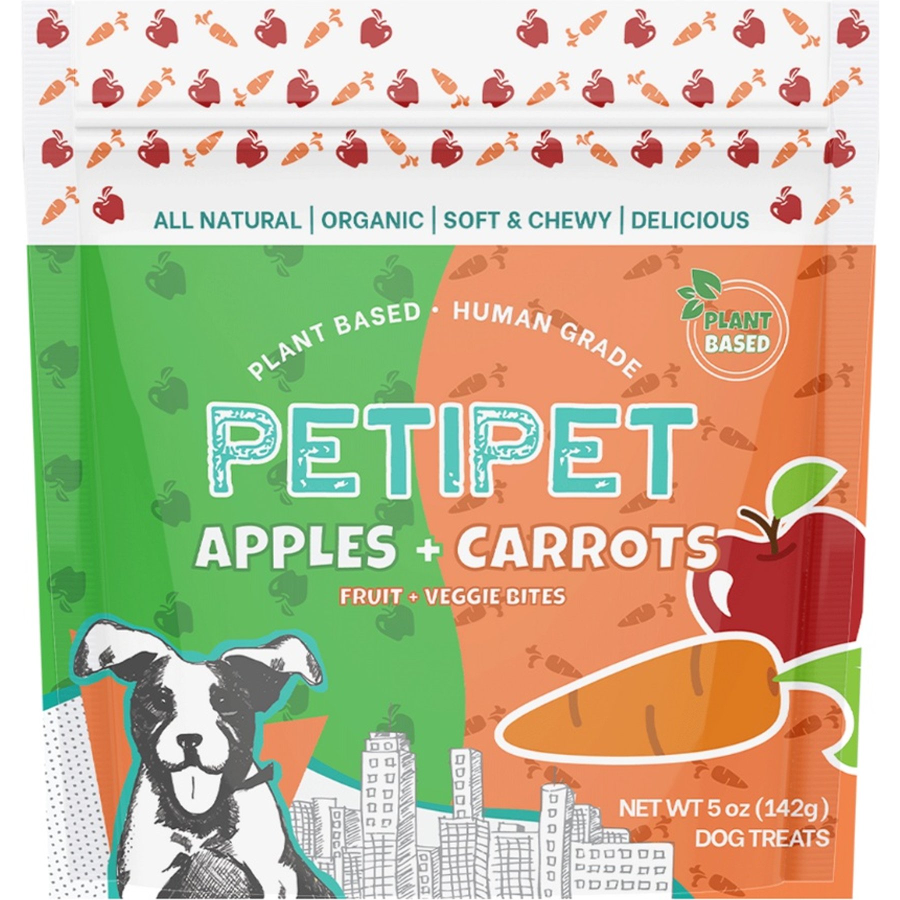 PETIPET Apples + Carrots Bites Soft & Chewy Dog Treats, 5-oz bag