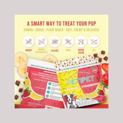 Show full view: PETIPET Bananas + Strawberries Bites Soft & Chewy Dog treats, 5-oz bag slide 9 of 11