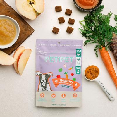 Show full view: PETIPET Mobility Bites with Glucosamine + Turmeric Apple & Carrot Flavored Soft Chew Hip & Joint Supplement for Dogs, 7-oz bag slide 4 of 9