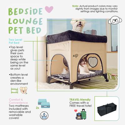 Show full view: Petique Bedside Lounge Elevated Dog Bed, Zebra Vibes slide 2 of 10
