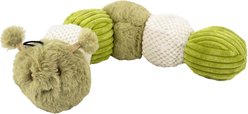 Petique Craig the Tough Hemp Caterpillar Squeaky Plush Dog Toy, Green