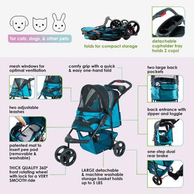 Show full view: Petique Dog & Cat Stroller, Mermaid slide 4 of 11