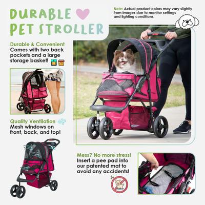 Show full view: Petique Dog & Cat Stroller, Razzberry slide 3 of 11