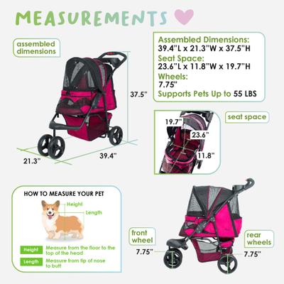 Show full view: Petique Dog & Cat Stroller, Razzberry slide 5 of 11