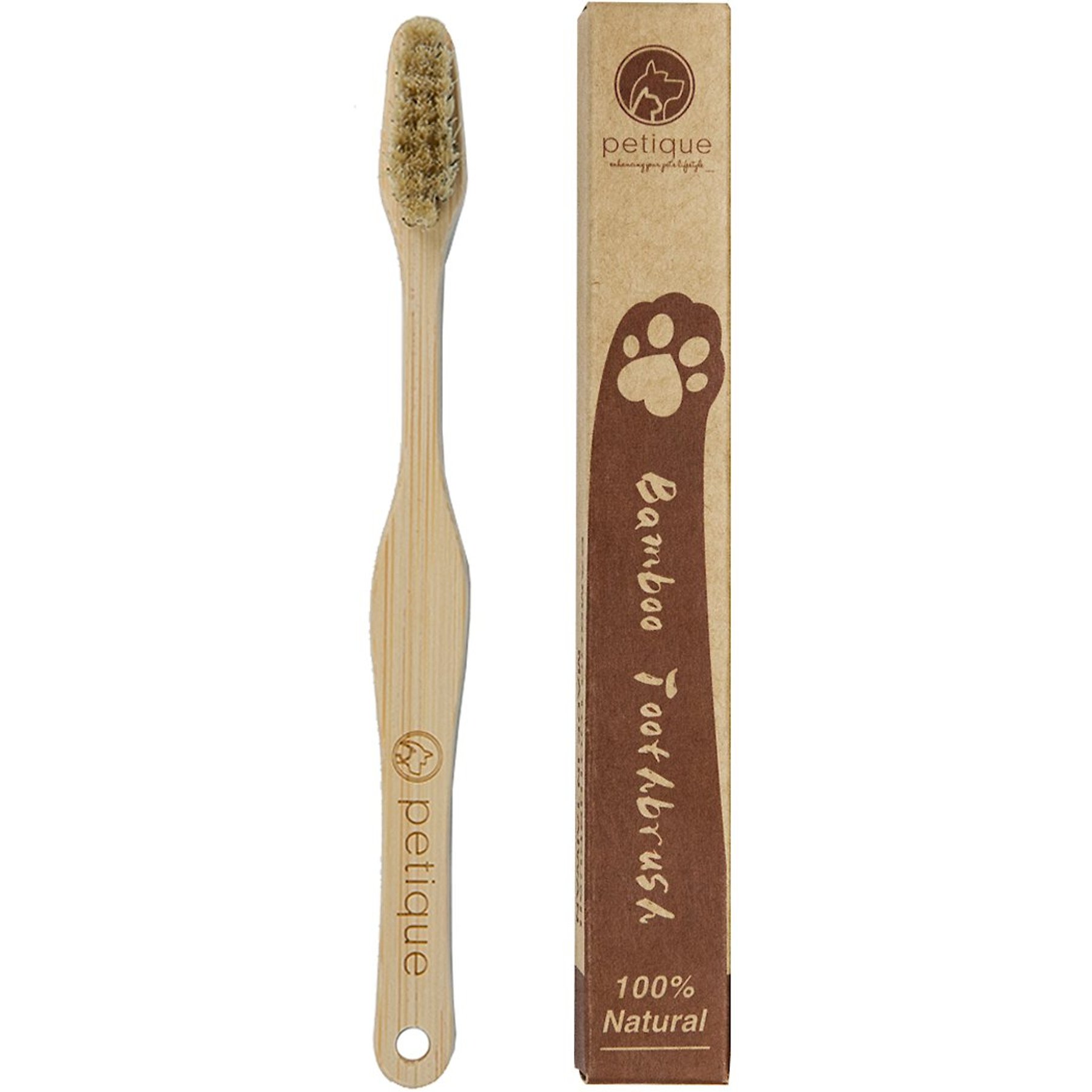 Petique Eco-Friendly Bamboo Dog & Cat Toothbrush, Small
