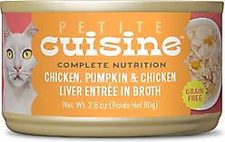 Petite Cuisine Chicken, Pumpkin & Chicken Liver Entrée in Broth Grain-Free Wet Cat Food, 2.8-oz can, case of 24