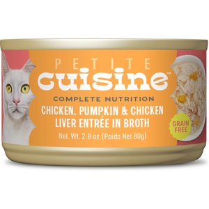 Petite Cuisine Chicken, Pumpkin & Chicken Liver Entrée in Broth Grain-Free Wet Cat Food, 2.8-oz can, case of 24