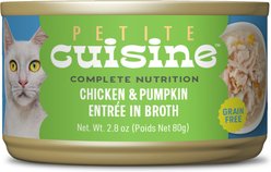 Petite Cuisine Chicken & Pumpkin Entrée in Broth Grain-Free Wet Cat Food, 2.8-oz can, case of 24