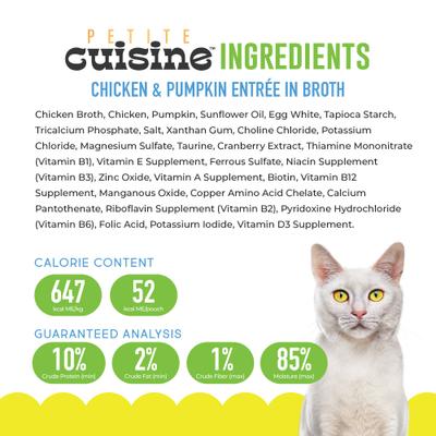 Show full view: Petite Cuisine Chicken & Pumpkin Entrée in Broth Grain-Free Wet Cat Food, 2.8-oz can, case of 24 slide 3 of 8