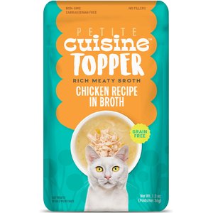 Petite Cuisine Chicken Recipe in Broth Grain-Free Wet Cat Food Topper, 1.3-oz pouch, case of 12