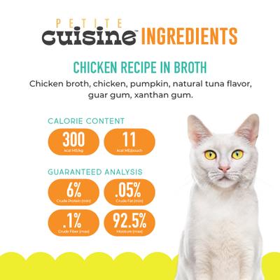 Show full view: Petite Cuisine Chicken Recipe in Broth Grain-Free Wet Cat Food Topper, 1.3-oz pouch, case of 12 slide 4 of 9