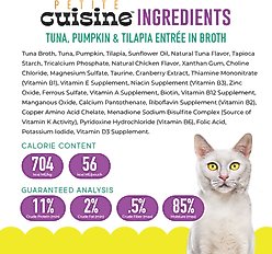 Petite Cuisine Tuna, Pumpkin & Tilapia Entrée in Broth Grain-Free Wet Cat Food, 2.8-oz can, case of 24 slide 2 of 7