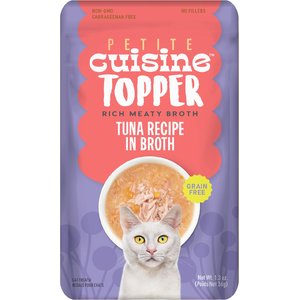 Petite Cuisine Tuna Recipe in Broth Grain-Free Wet Cat Food Topper, 1.3-oz pouch, case of 12