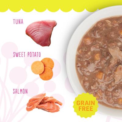 Show full view: Petite Cuisine Tuna, Sweet Potato & Salmon Entrée in Broth Grain-Free Wet Cat Food, 2.8-oz can, case of 24 slide 4 of 8