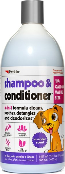 Petkin 4-in-1 Lavender Scent Dog & Cat Shampoo & Conditioner