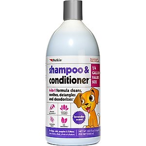 Petkin 4-in-1 Lavender Scent Dog & Cat Shampoo & Conditioner, 32-fl oz bottle