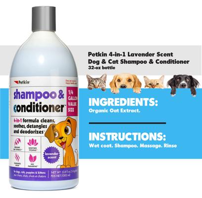 Show full view: Petkin 4-in-1 Lavender Scent Dog & Cat Shampoo & Conditioner, 32-fl oz bottle slide 2 of 3