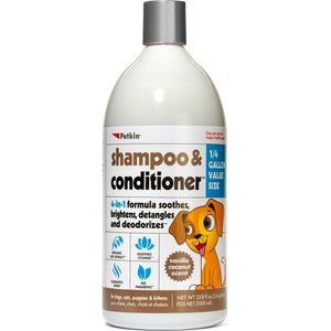 Petkin 4-in-1 Vanilla Coconut Scent Dog & Cat Shampoo & Conditioner, 32-fl oz bottle