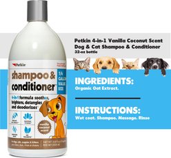 Petkin 4-in-1 Vanilla Coconut Scent Dog & Cat Shampoo & Conditioner, 32-fl oz bottle slide 2 of 2