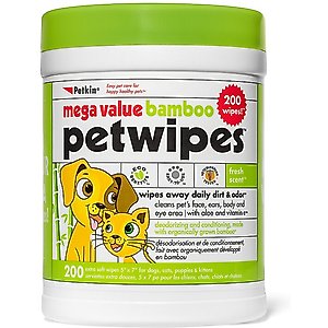 Petkin Bamboo Petwipes Dog & Cat Wipes, 200 count