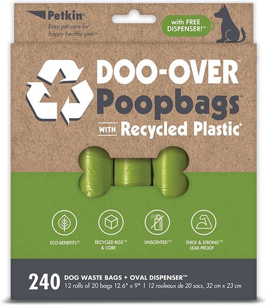 Petkin Doo-Over Poop Bag Dispenser with Bags, 240 count, Unscented