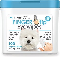 Petkin Fingertip Eye Wipes Dog & Cat Grooming Wipes, 100 count