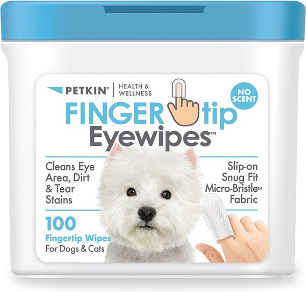 Petkin Fingertip Eye Wipes Dog & Cat Grooming Wipes, 100 count