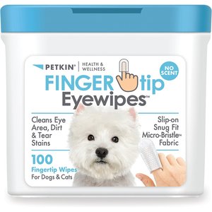 Petkin Fingertip Eye Wipes Dog & Cat Grooming Wipes, 100 count