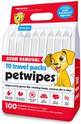 Petkin Germ Removal Travel Pack Vanilla Scented Dog & Cat Wipes, 100 count