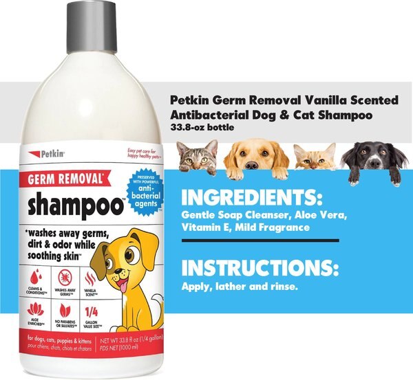 Petkin Germ Removal Vanilla Scented Antibacterial Dog & Cat Shampoo