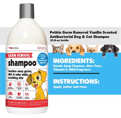 Show full view: Petkin Germ Removal Vanilla Scented Antibacterial Dog & Cat Shampoo, 33.8-fl oz bottle slide 2 of 2