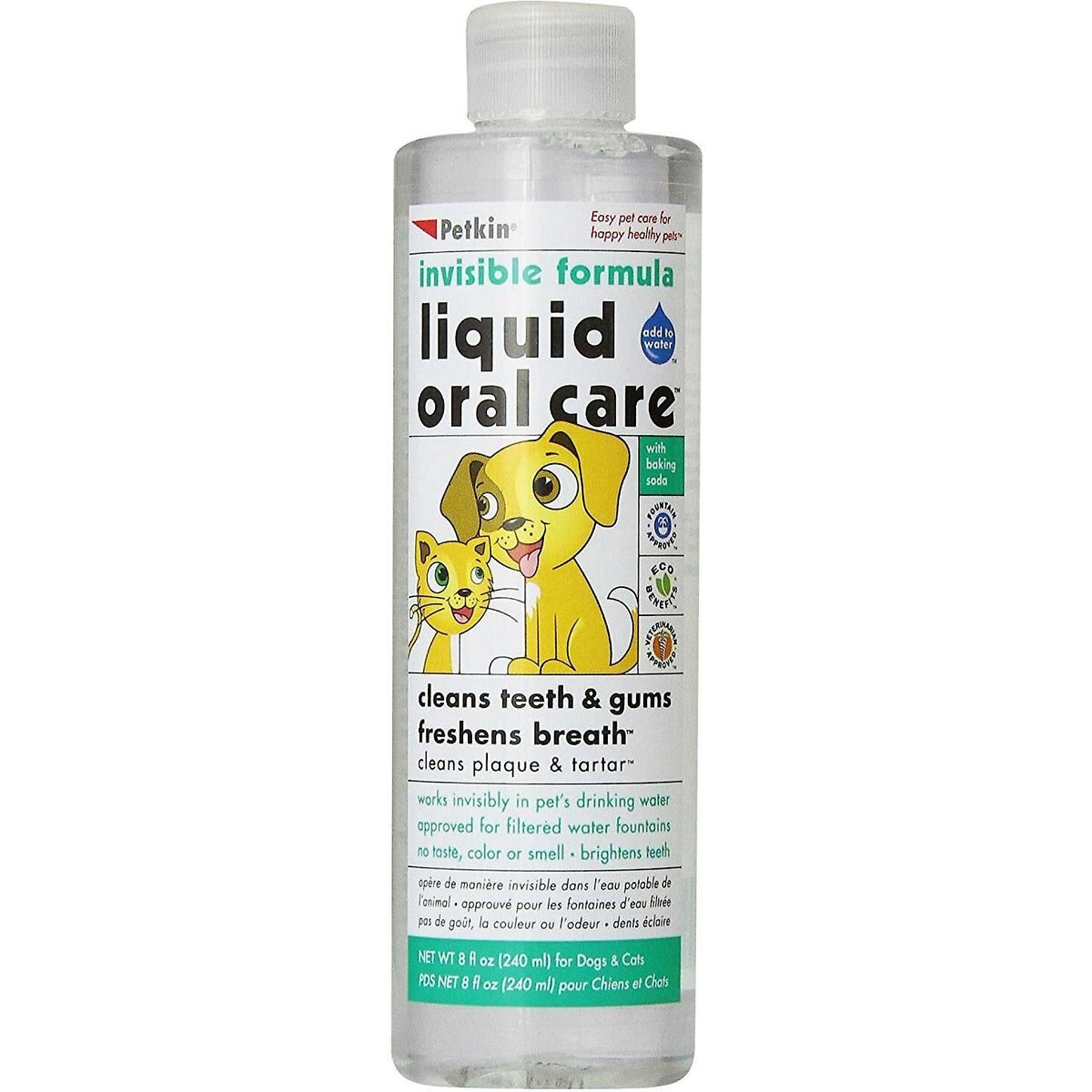 Petkin Invisible Formula Liquid Oral Care Dog & Cat Dental Water Additive, 8-fl oz bottle