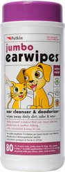 Petkin Jumbo Dog & Cat Ear Wipes, 80 count