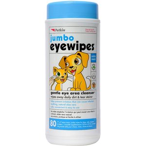 Petkin Jumbo Dog & Cat Eye Wipes, 80 count