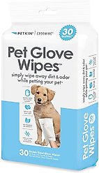 Petkin Pet Glove Wipes Dog & Cat Grooming Wipes, 30 count