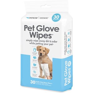 Petkin Pet Glove Wipes Dog & Cat Grooming Wipes, 30 count