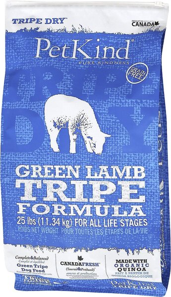 PETKIND Tripe Dry Grain-Free Green Lamb Tripe Formula Dry Dog Food, 25 ...