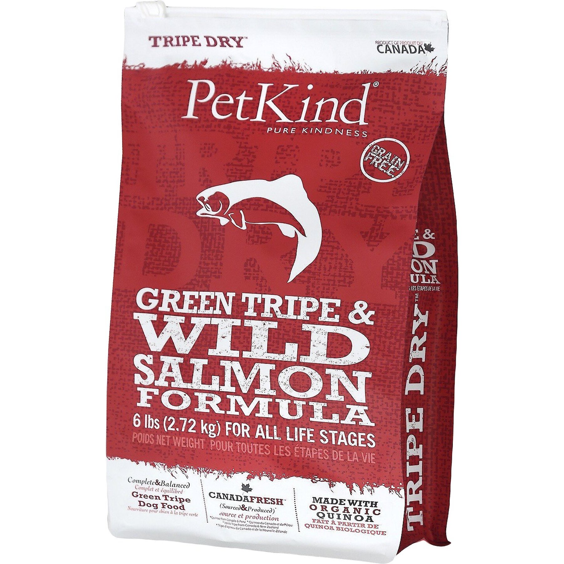 Petkind Tripe Dry Green Tripe & Wild Salmon Formula Dry Dog Food, 6-lb